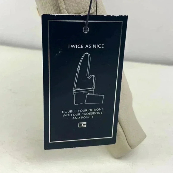 Tommy Hilfiger Beige Pebble Leather Crossbody Purse with Pouch Twice as Nice - Picture 6 of 16